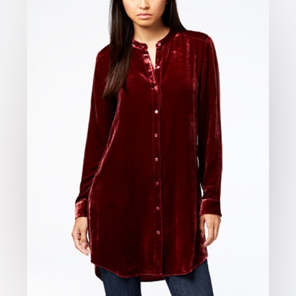 Eileen Fisher Velvet and Silk Raspberry Tunic